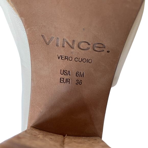 Women's Vince Wyatt-E Flax Leather Open Toe Cork Heel Slip-On Wedge Sandals 6M - Picture 10 of 14